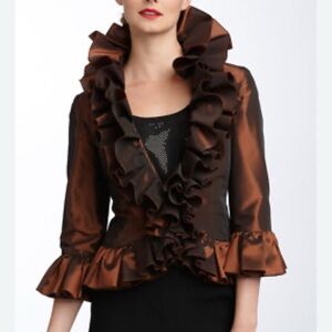 St. John Copper Ruffled Cape Jacket Sz 6 NWT $1395